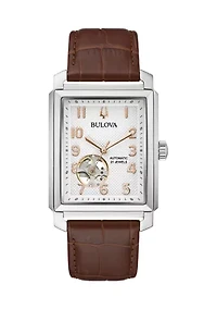 Men's Sutton Automatic Brown Leather Strap Watch
