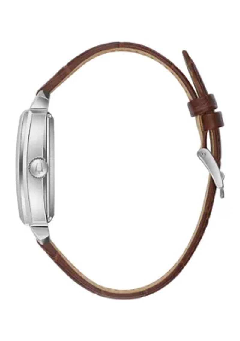 Men's Sutton Automatic Brown Leather Strap Watch