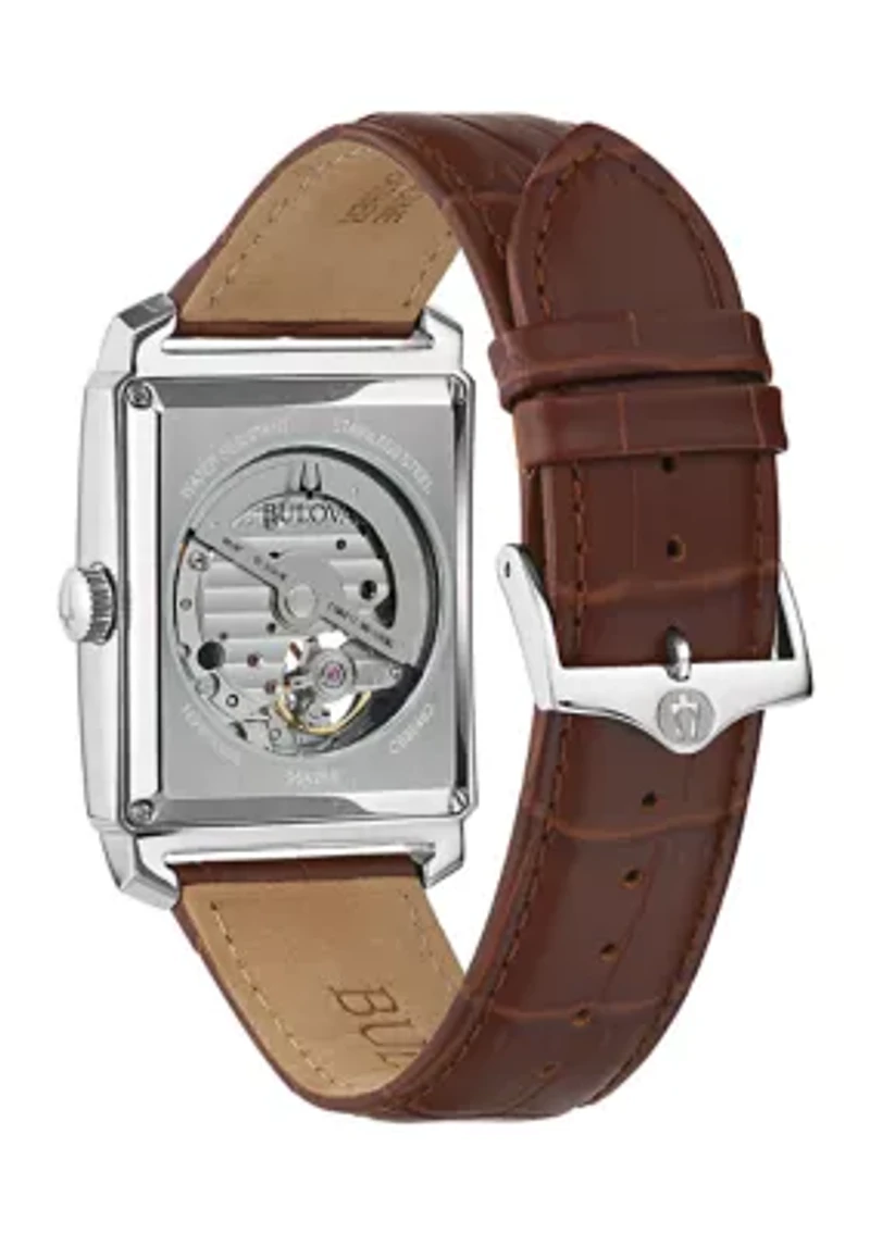 Men's Sutton Automatic Brown Leather Strap Watch