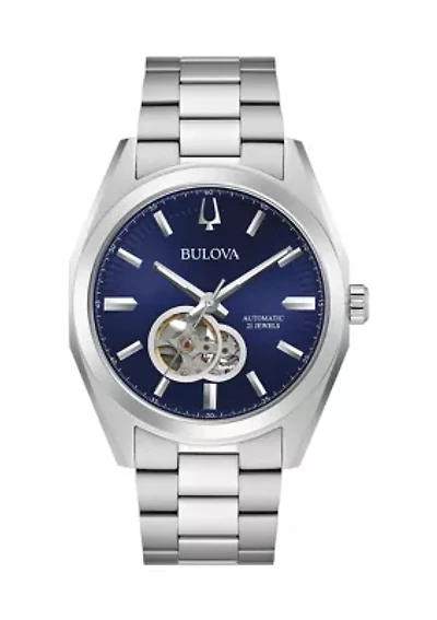 Men's Classic Surveyor Silver Tone Stainless Steel Bracelet Watch 