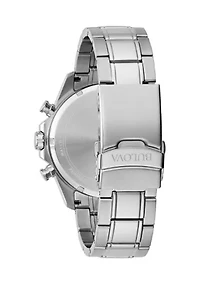 Bulova Men's Marine Star Chronograph Silver-tone Stainless Steel Bracelet Watch, 43.5mm