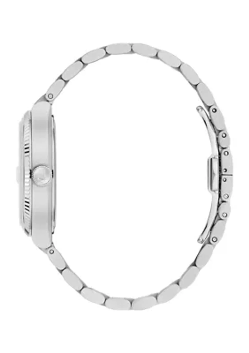 Men's Dress Classic Super Seville Silver Tone Stainless Steel Bracelet Watch 