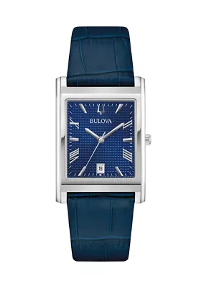 Bulova Men's Classic Sutton Blue Leather Strap Watch - 29 Millimeter
