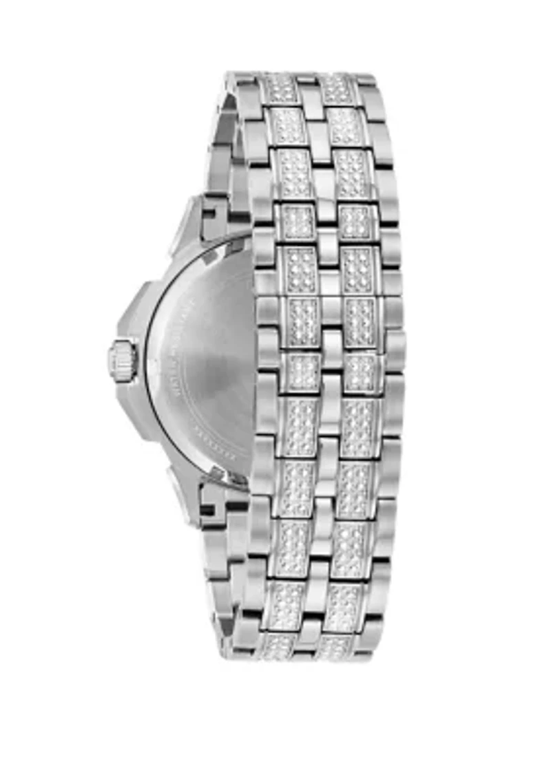 Men's Bulova Octava Crystal Stainless Steel Bracelet Watch