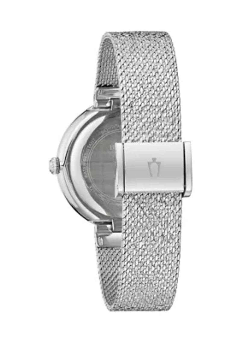 Women's Dress Classic Champagne Silver Tone Stainless Steel Bracelet Watch 