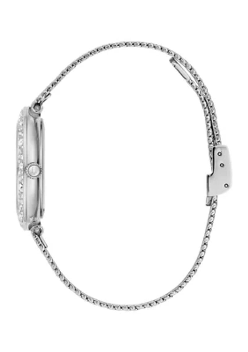 Women's Dress Classic Champagne Silver Tone Stainless Steel Bracelet Watch 