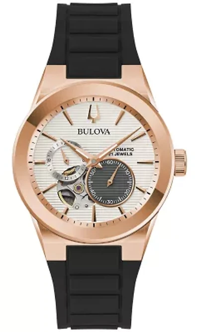 Bulova Mens Modern Milennia Black Rubber Strap Watch