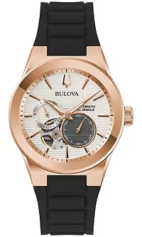 Bulova Mens Modern Milennia Black Rubber Strap Watch