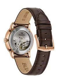 Bulova Men's Classic Hudson Brown Leather Strap Watch - 29 Millimeter