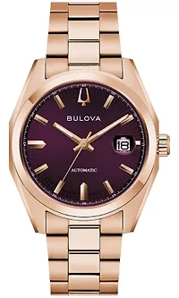 Bulova Mens Classic Surveyor Rose Gold-Tone Stainless Steel Bracelet Watch 39mm