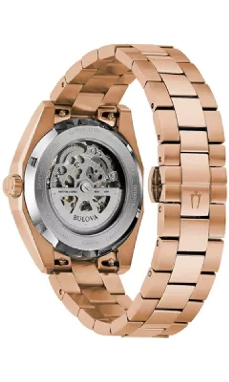 Bulova Mens Classic Surveyor Rose Gold-Tone Stainless Steel Bracelet Watch 39mm