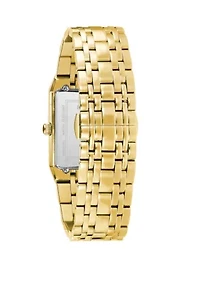 Gold Tone Stainless Steel Quadra Diamond Dial Watch