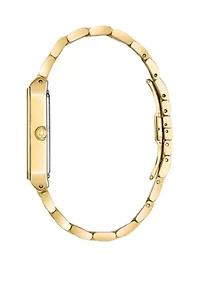 Gold Tone Stainless Steel Quadra Diamond Dial Watch