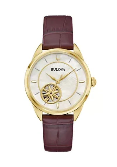 Ladies Classic Sutton Brown Strap Watch, 34.5 Millimeter