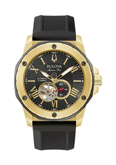 Marine Star Men's Automatic Black Strap Watch