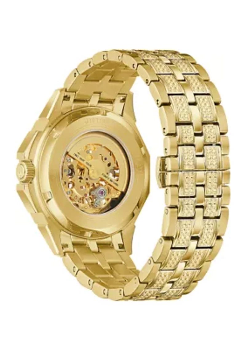 Men's Crystal Octava Automatic Gold-Tone Stainless Steel Bracelet Watch