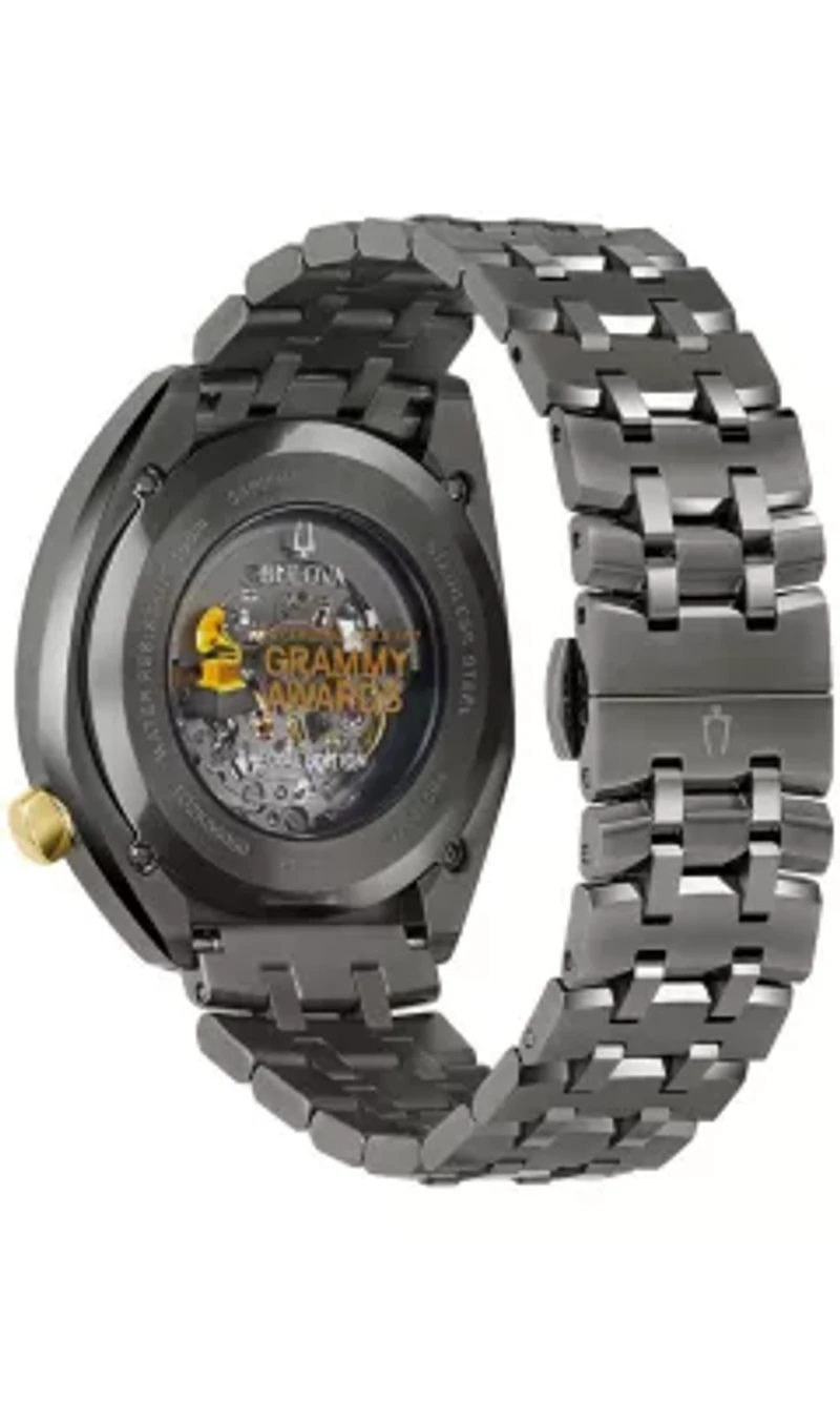 Bulova Men's Grammy Automatic Gunmetal Stainless Steel Bracelet Watch, 44.5mm