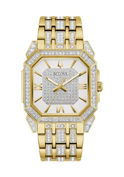 Men's Crystal Octava Gold-tone Stainless Steel Bracelet Watch, 40 Millimeter