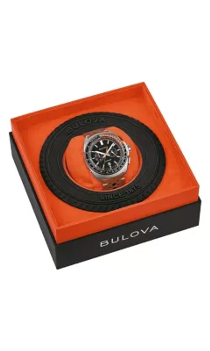 Bulova Mens Performance Racer Brown Leather Strap Watch