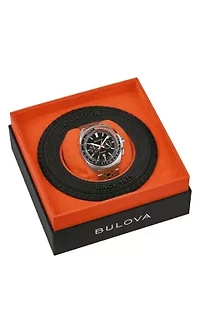 Bulova Mens Performance Racer Brown Leather Strap Watch