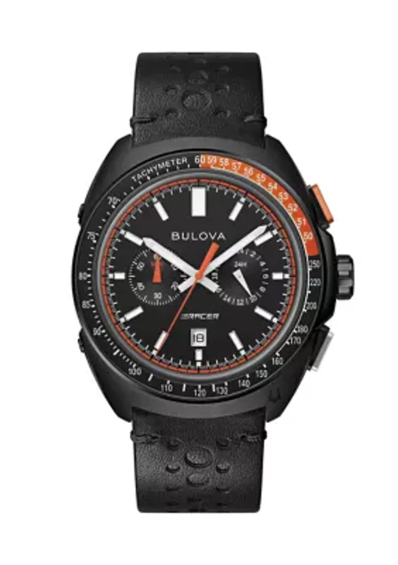 Bulova Mens Performance Racer Leather Strap Watch
