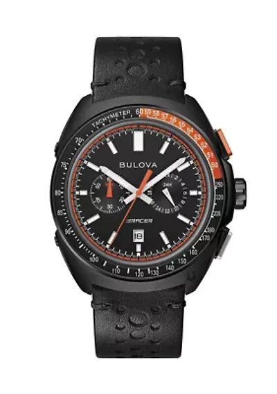 Bulova Mens Performance Racer Leather Strap Watch