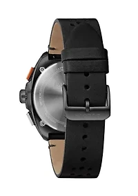 Bulova Mens Performance Racer Leather Strap Watch