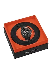 Bulova Mens Performance Racer Leather Strap Watch
