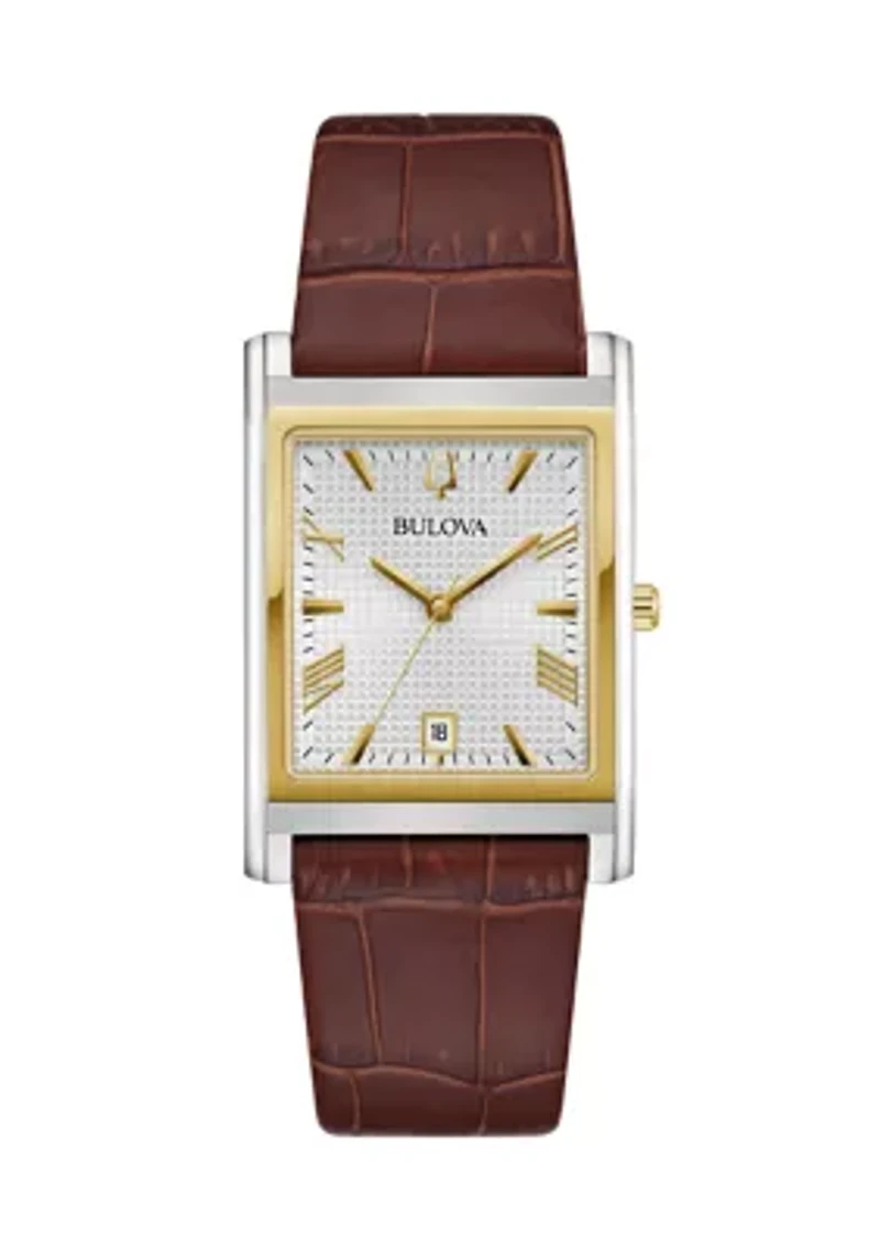 Bulova Men's Classic Sutton Brown Leather Strap Watch - 29 Millimeter