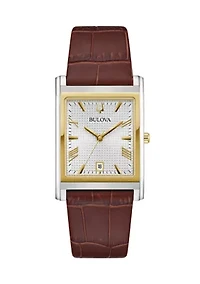 Bulova Men's Classic Sutton Brown Leather Strap Watch - 29 Millimeter