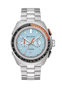 Bulova Mens Performance Racer Silver-Tone Stainless Steel Bracelet Watch