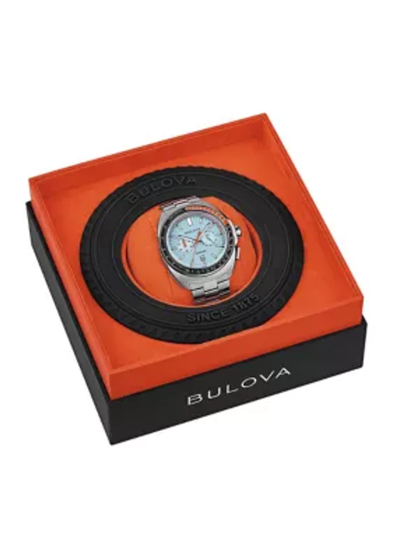 Bulova Mens Performance Racer Silver-Tone Stainless Steel Bracelet Watch