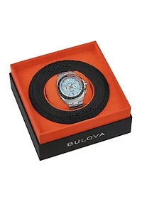 Bulova Mens Performance Racer Silver-Tone Stainless Steel Bracelet Watch