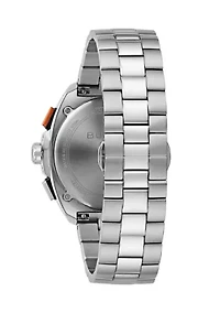 Bulova Mens Performance Racer Silver-Tone Stainless Steel Bracelet Watch