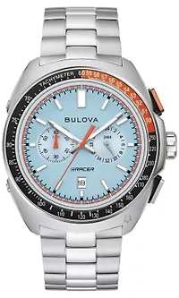 Bulova Mens Performance Racer Silver-Tone Stainless Steel Bracelet Watch