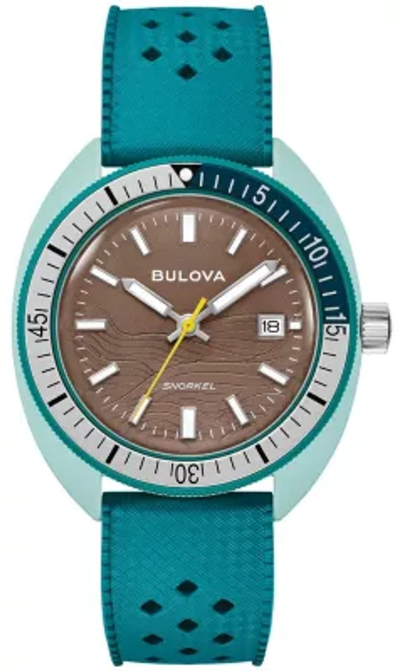 Bulova Mens Performance Snorkel Green HNBR Rubber Watch 41mm