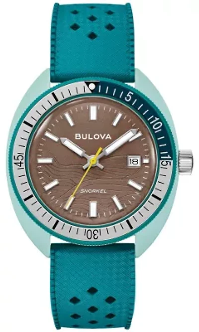 Bulova Mens Performance Snorkel Green HNBR Rubber Watch 41mm