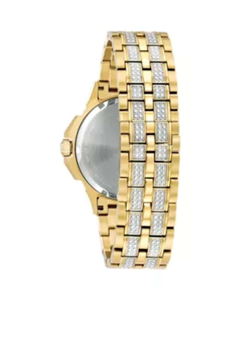 Men's Gold-Tone Stainless Steel Crystals Collection Bracelet Watch
