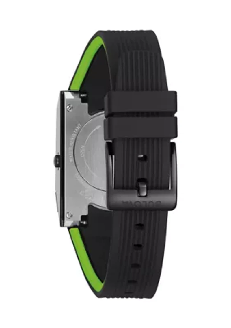 Bulova Men's Archive Computron D-Cave Black Strap Watch, 31mm