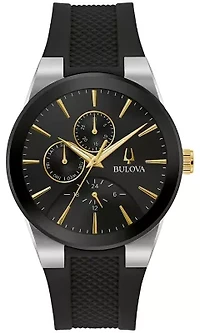 Bulova Men's Modern Millennia Black Rubber Strap Watch, 41mm
