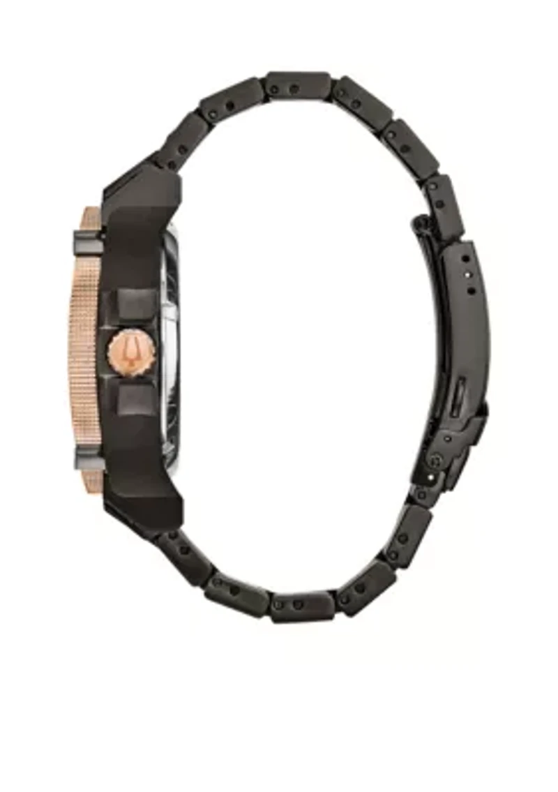 Men's Gray and Rose Gold-Tone Stainless Steel Precisionist Champlain Diamond-Accent Bracelet Watch 46.5mm