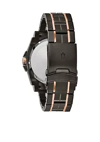 Men's Gray and Rose Gold-Tone Stainless Steel Precisionist Champlain Diamond-Accent Bracelet Watch 46.5mm