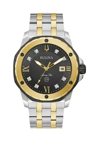 Men's Marine Star Diamond Two-Tone Stainless Steel Bracelet Watch
