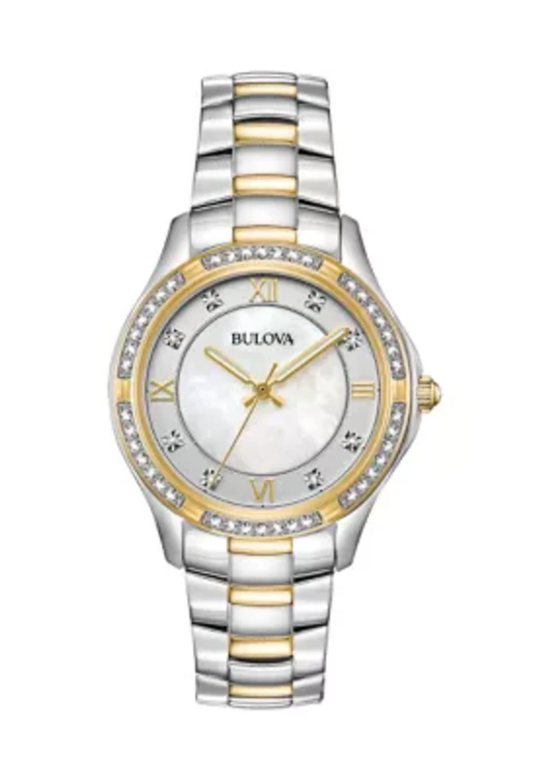 Women's Crystal Accent Two-tone Stainless Steel Watch