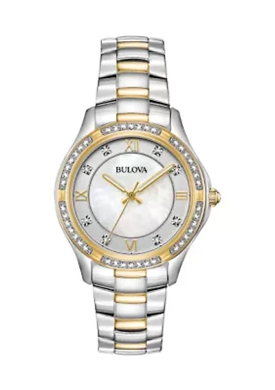 Women's Crystal Accent Two-tone Stainless Steel Watch