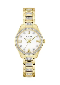 Women's Crystal Gold Tone Stainless Steel Bracelet Watch - 28.5 Millimeter