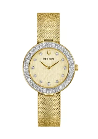 Women's Dress Classic Champagne Gold Tone Stainless Steel Bracelet Watch 