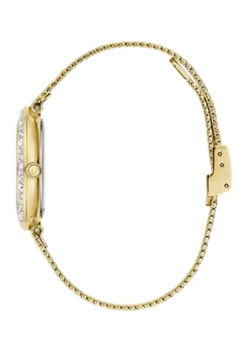 Women's Dress Classic Champagne Gold Tone Stainless Steel Bracelet Watch 