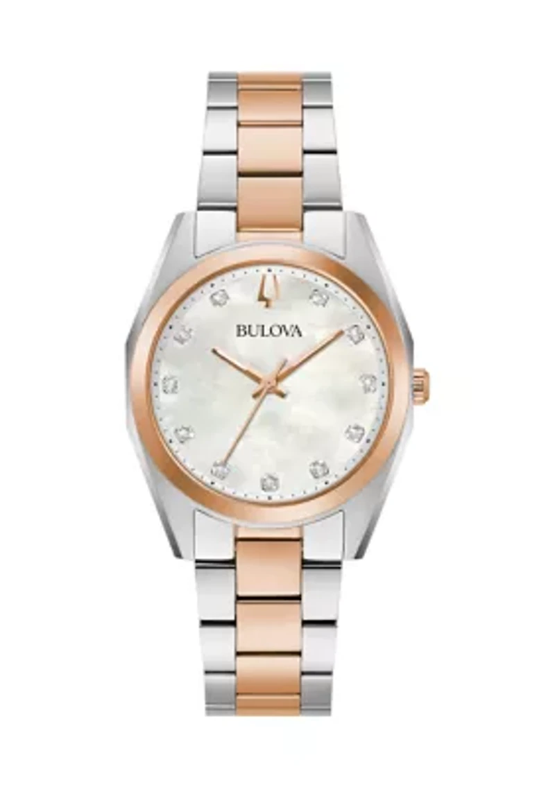 Surveyor Women's Diamond Accent Two-tone Stainless Steel Bracelet Watch