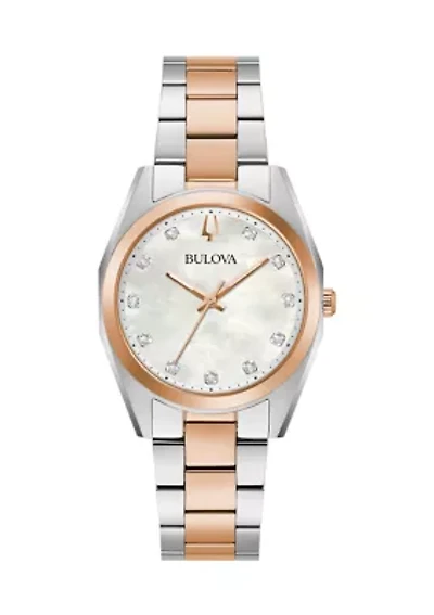 Surveyor Women's Diamond Accent Two-tone Stainless Steel Bracelet Watch